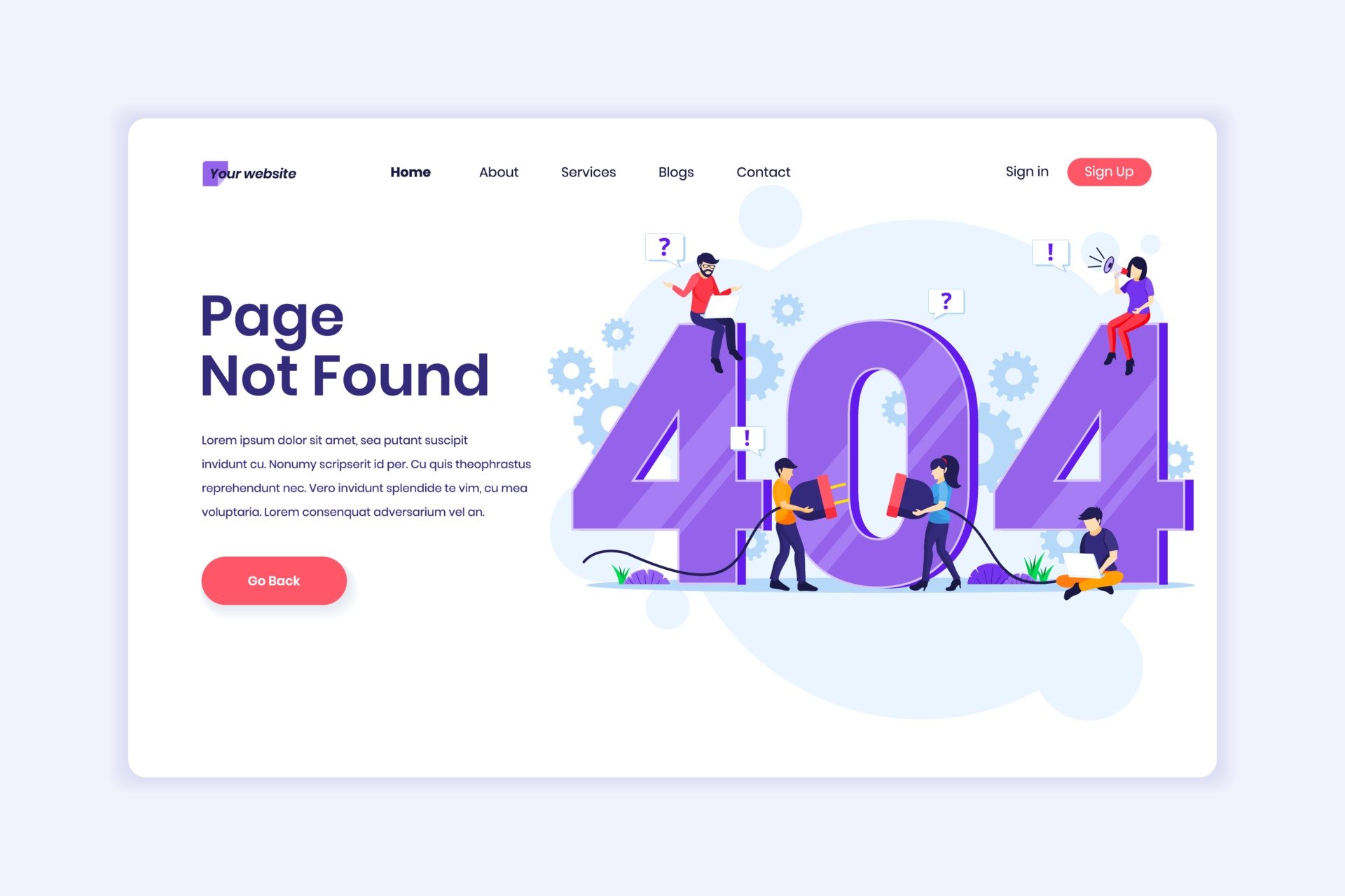 Landing page design concept of 404 error page not found with people trying to fix error on a web page near big symbol 404. vector illustration 2304030 Vector Art at Vecteezy